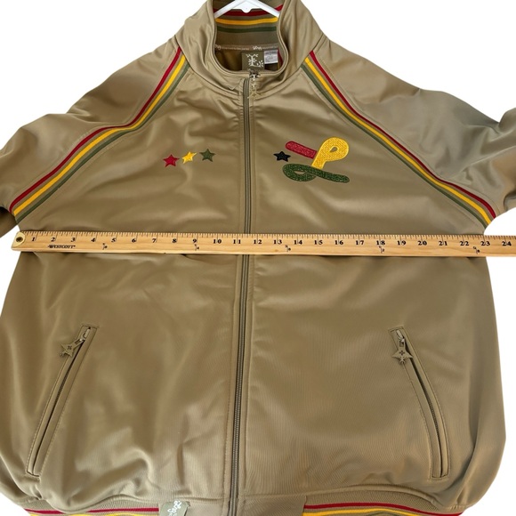 LRG Men’s Roots + Equipment Deeper Roots Tan Embroidered Track Jacket Sz L - Picture 4 of 8
